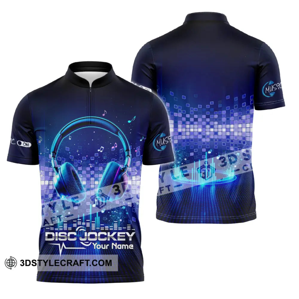 Unisex Shirt - Custom Disc Jockey 3D Shirt Zipper Polo Shirt / S T-shirt