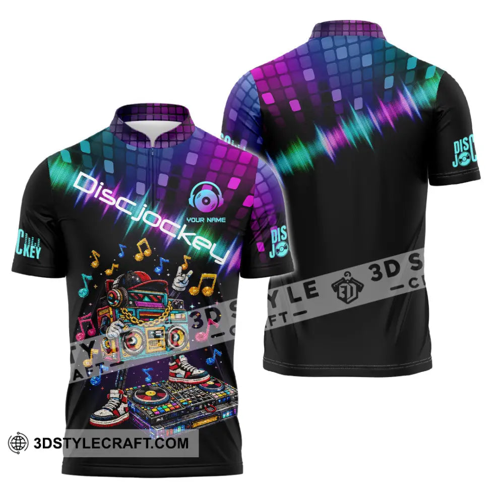 Unisex Shirt - Custom Disc Jockey 3D Shirt Zipper Polo Shirt / S T-shirt