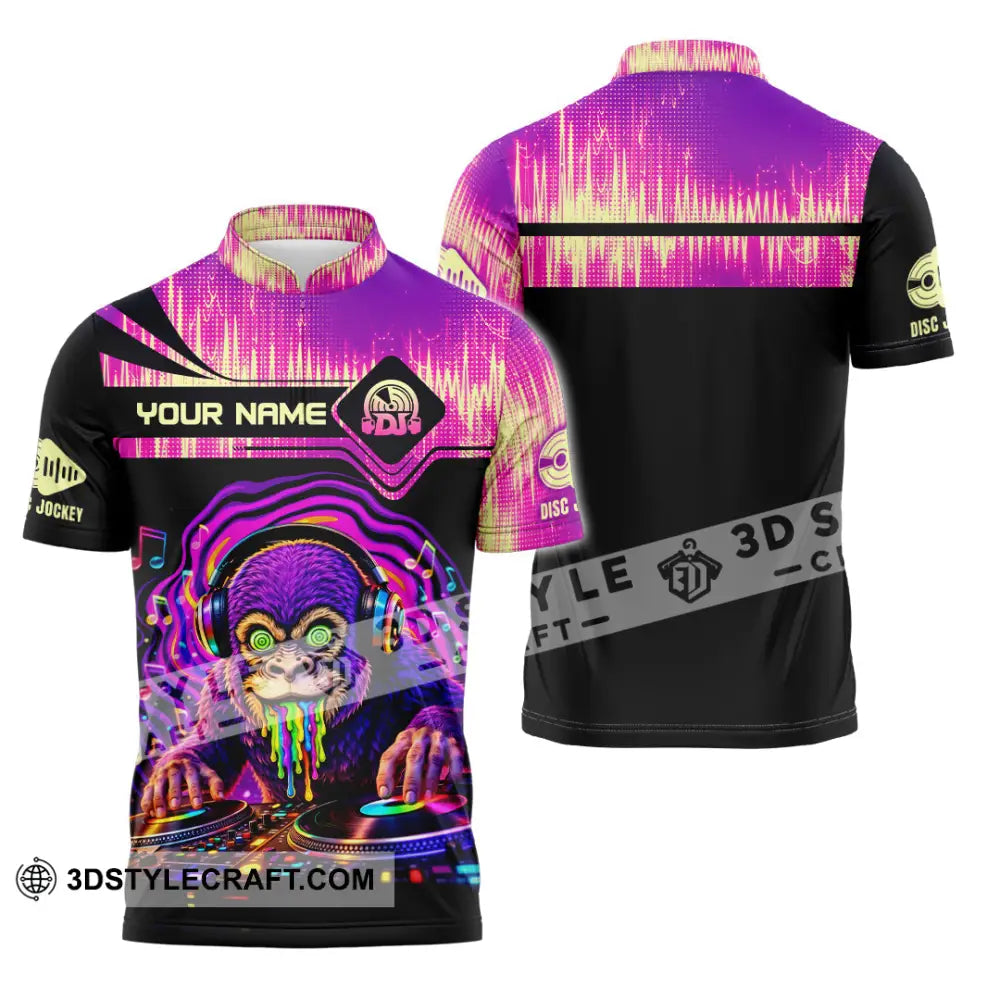 Unisex Shirt - Custom Disc Jockey 3D Shirt Zipper Polo Shirt / S T-shirt