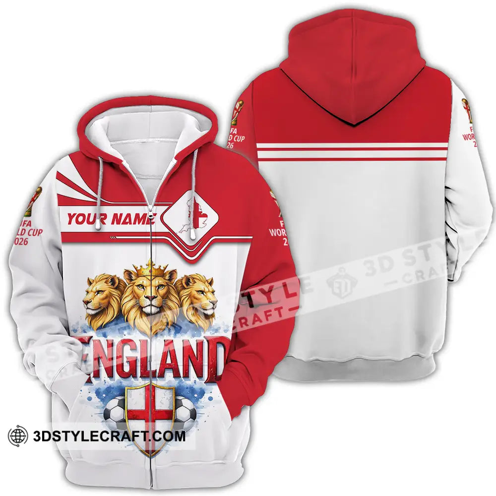 Unisex Shirt - Custom England World Cup 2026 3D Shirt Zipper Hoodie / S T-shirt