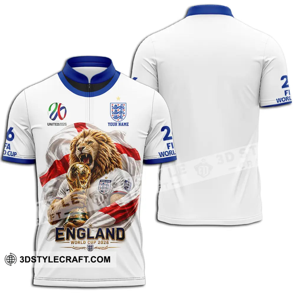 Unisex Shirt - Custom England World Cup 2026 3D Shirt - Zipper Polo Shirt / S - T-shirt