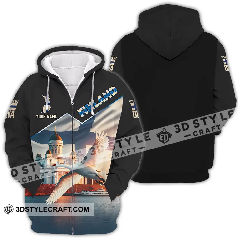 Unisex Shirt Custom Finland Shirt Zipper Hoodie / S T shirt