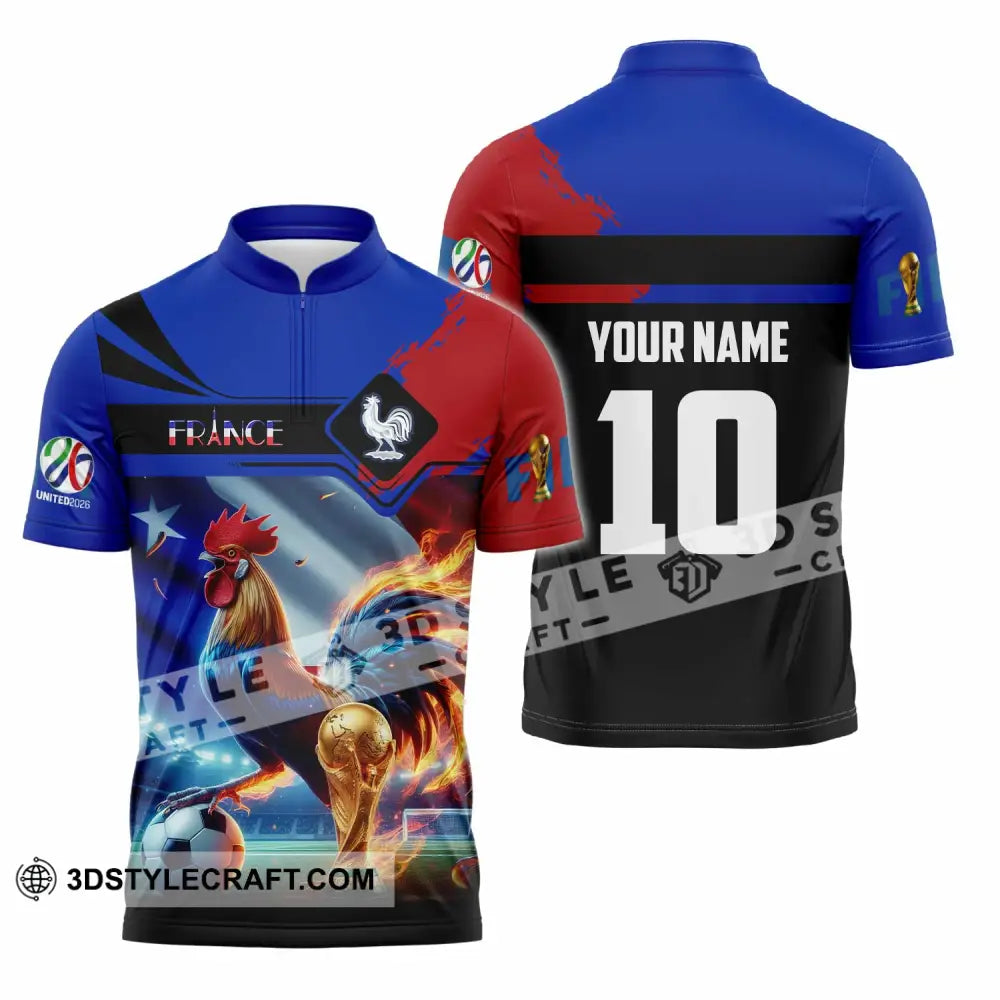 Unisex Shirt - Custom France 3D Shirt Zipper Polo Shirt / S T-shirt
