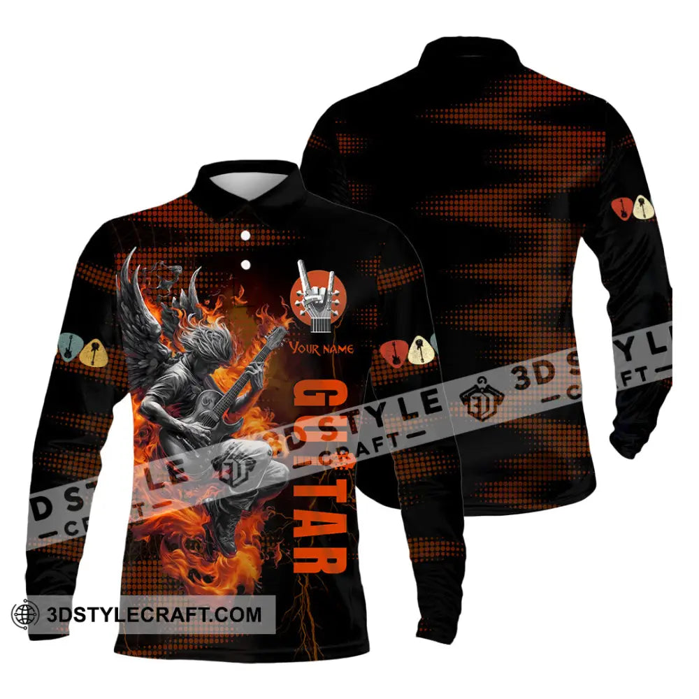 Unisex Shirt Custom Guitar Player Shirt Long Sleeve Polo / S T shirt
