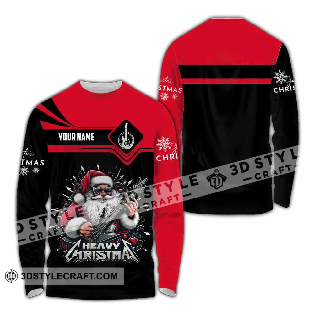 Unisex Shirt - Custom Guitarist Santa Shirt Long Sleeve Shirt / S T-shirt