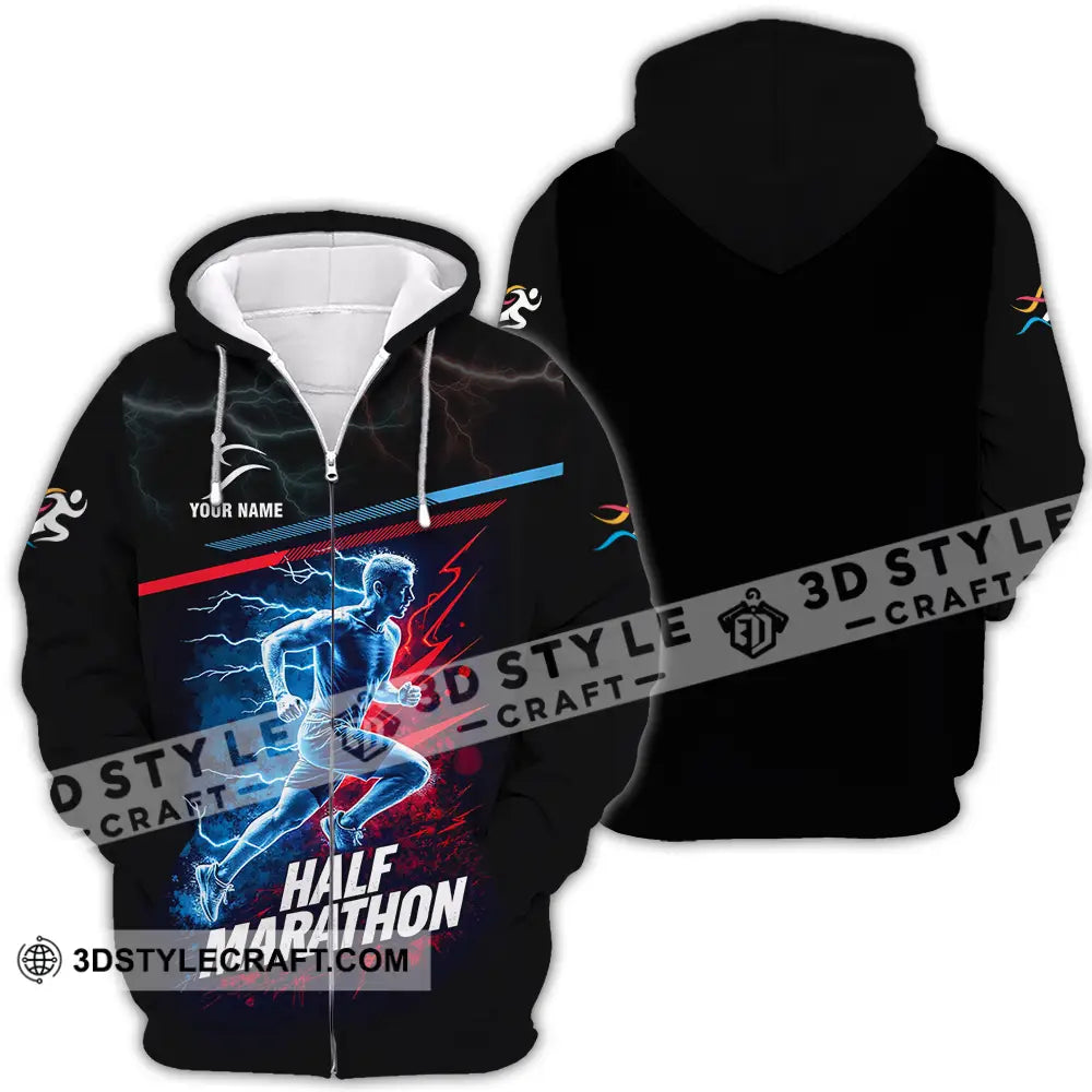 Unisex Shirt - Custom Half Marathon 3D Shirt Zipper Hoodie / S T-shirt