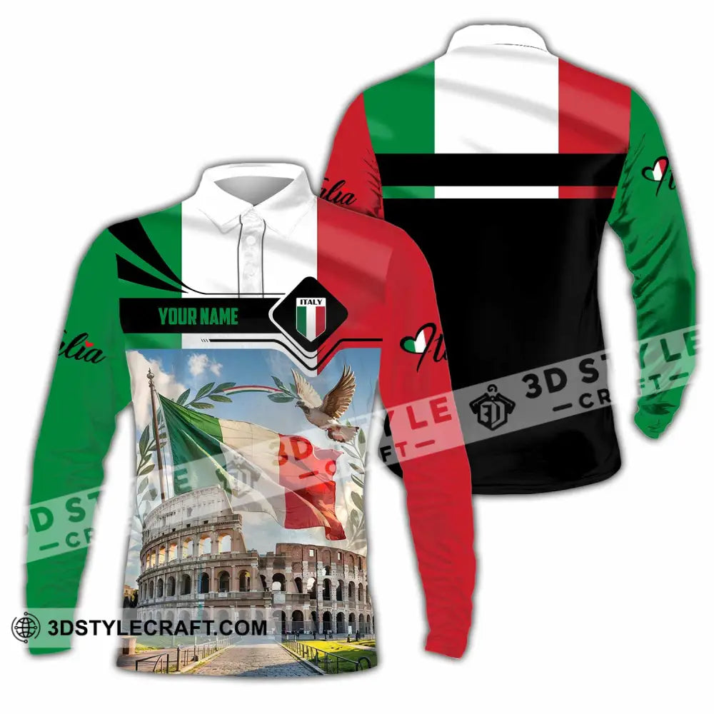 Unisex Shirt - Custom Italy 3D Shirt - Long Sleeve Polo / S - T-shirt