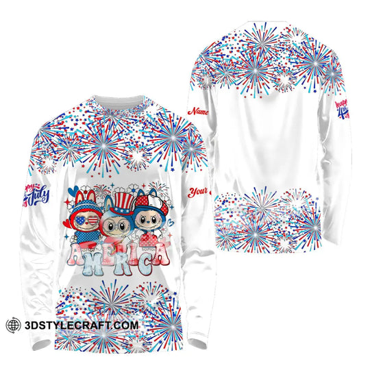 Unisex Shirt - Custom Labubu The Monsters Cute Shirt, America Happy Fourth of July, Cute Collectible Gift style option 4