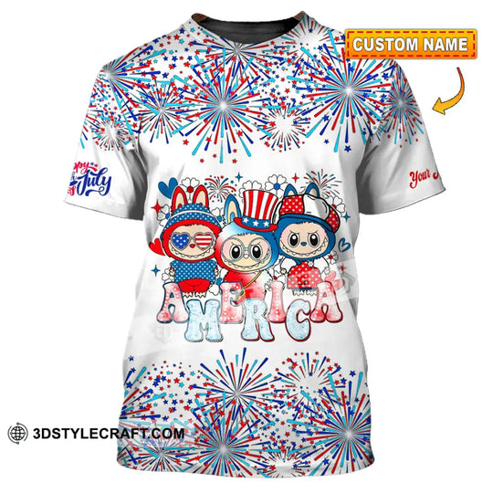 Unisex Shirt - Custom Labubu The Monsters Cute Shirt, America Happy Fourth of July, Cute Collectible Gift style option 1