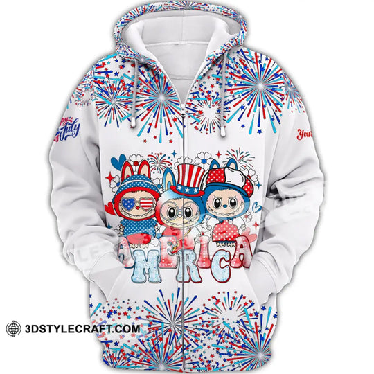 Unisex Shirt - Custom Labubu The Monsters Cute Shirt, America Happy Fourth of July, Cute Collectible Gift style option 2