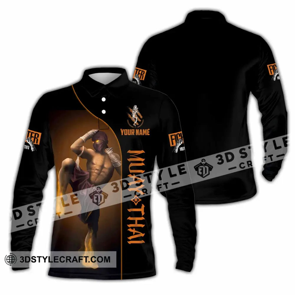 Unisex Shirt - Custom Muay Thai 3D Shirt - Long Sleeve Polo / S - T-shirt