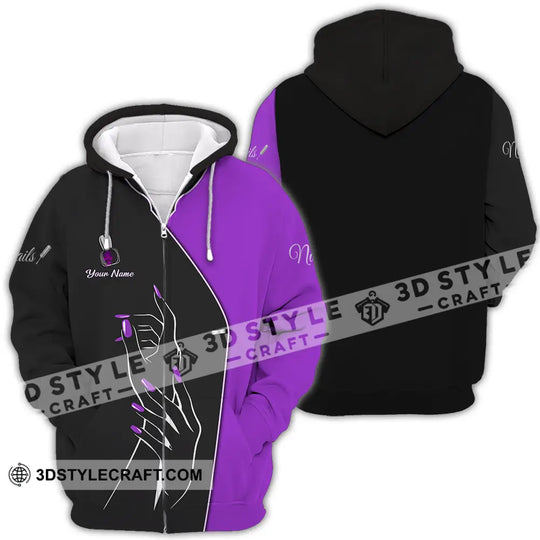 Unisex Shirt - Custom Nails Lover Purple Shirt style option 4