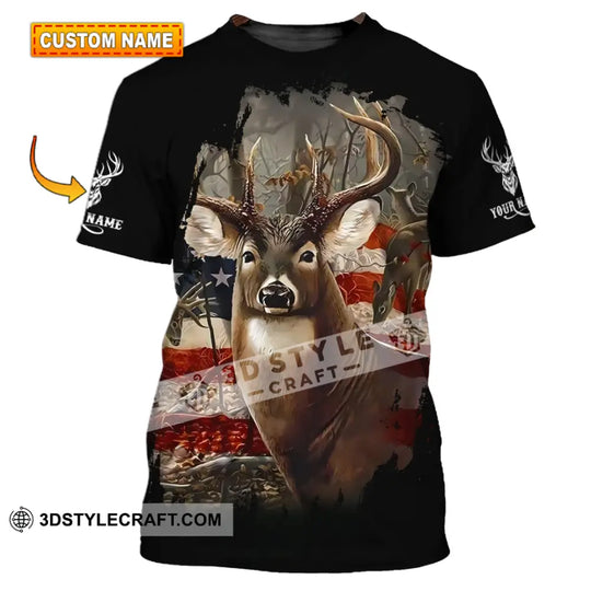 Unisex Shirt - Custom Name 3D Shirt - America Deer style option 1