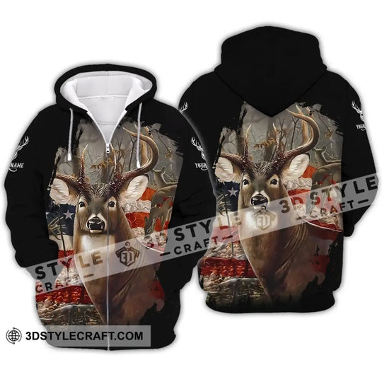 Unisex Shirt - Custom Name 3D Shirt - America Deer style option 4