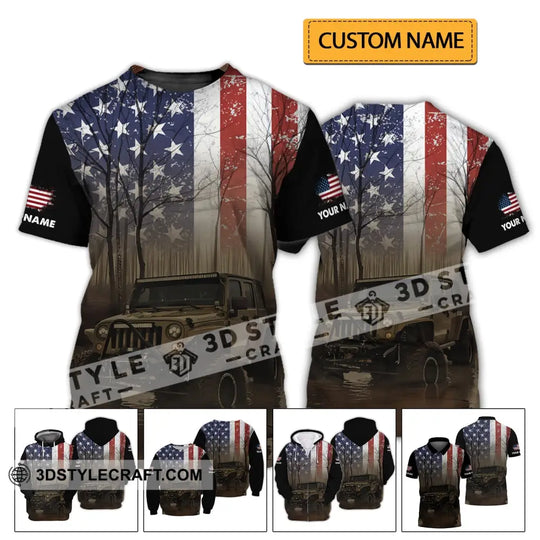 Unisex Shirt - Custom Name 3D Shirt - America Flag style option 2