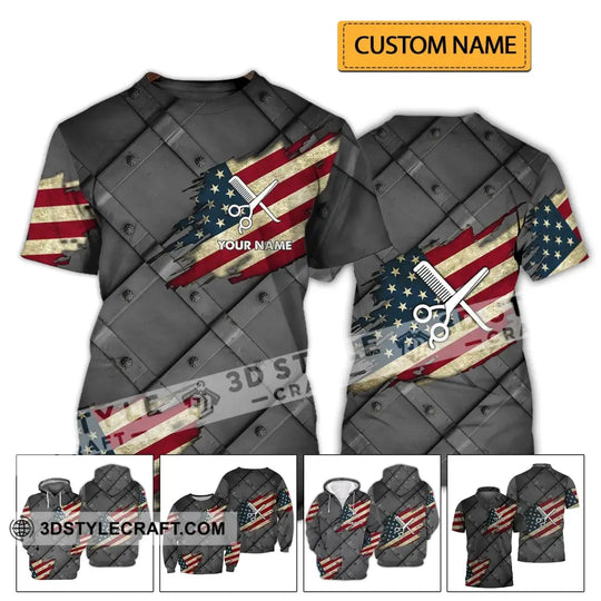 Unisex Shirt - Custom Name 3D Shirt - America Hair Designer style option 2
