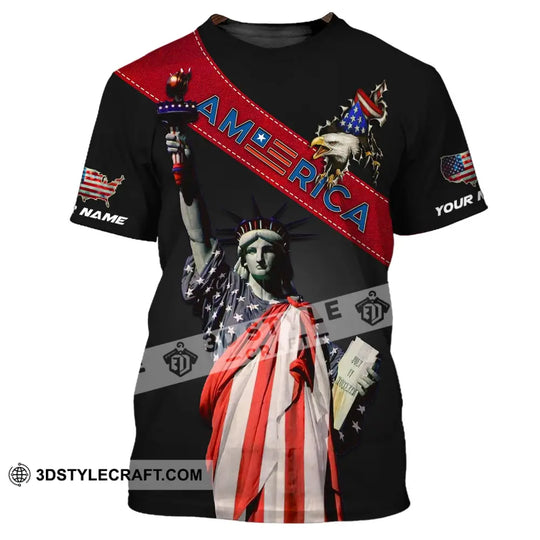 Unisex Shirt - Custom Name 3D Shirt - America Icon Liberties style option 2