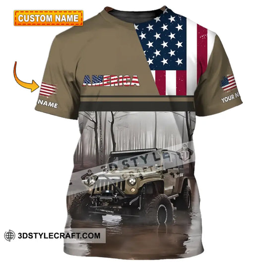 Unisex Shirt - Custom Name 3D Shirt - America Map style option 1