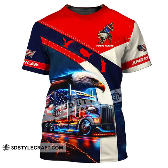 Unisex Shirt - Custom Name 3D Shirt - America Truck Flag Color style option 2