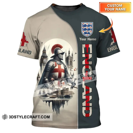 Unisex Shirt - Custom Name 3D Shirt - England Chevalier Shirt style option 1
