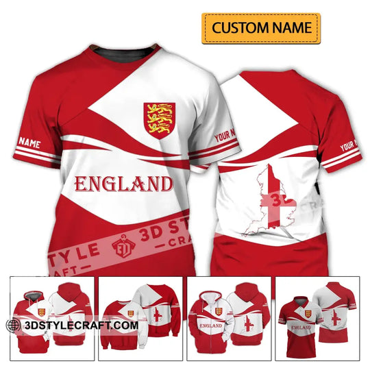 Unisex Shirt - Custom Name 3D Shirt - England Map, England Lover style option 2