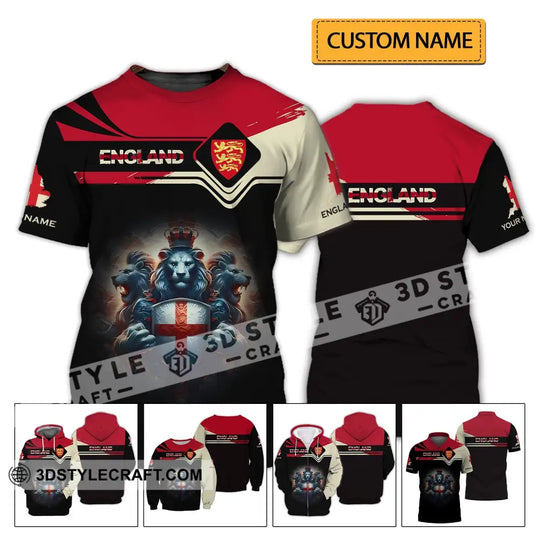 Unisex Shirt - Custom Name 3D Shirt - England National Football Team Icon And Map Shirt style option 2