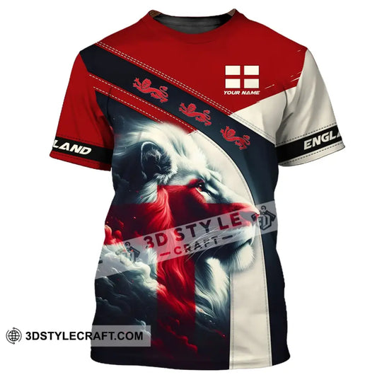 Unisex Shirt - Custom Name 3D Shirt - England Red And White Lion Shirt style option 2