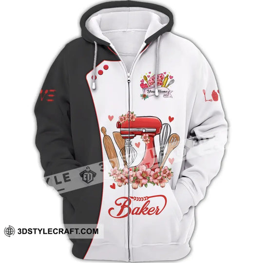 Unisex Shirt - Custom Name 3D Shirt For Baker Flowers Bloom style option 4