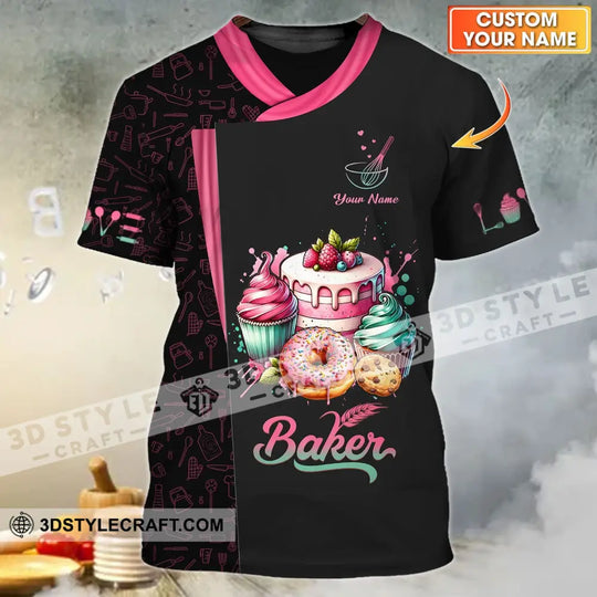 Unisex Shirt - Custom Name 3D Shirt For Baker, Making Cream Cake style option 1
