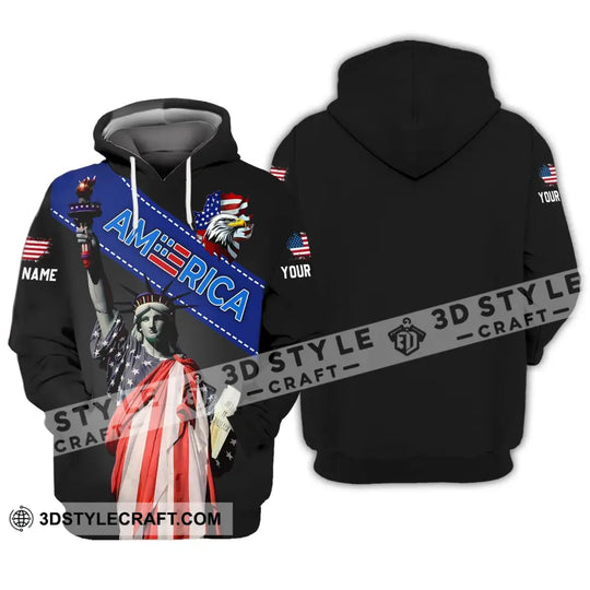 Unisex Shirt - Custom Name 3D Shirt - Liberties America Flag Color style option 3