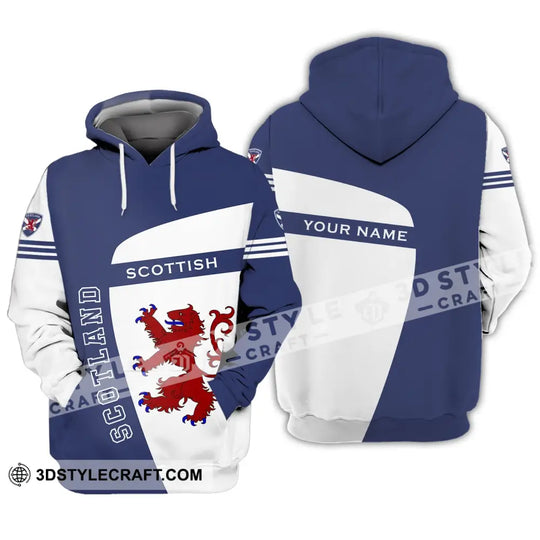 Unisex Shirt - Custom Name 3D Shirt - Scotland Scottish Lover, Blue And White Design style option 3