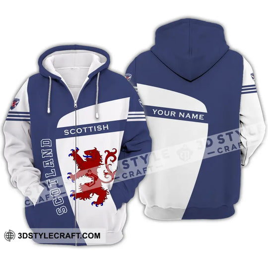 Unisex Shirt - Custom Name 3D Shirt - Scotland Scottish Lover, Blue And White Design style option 4