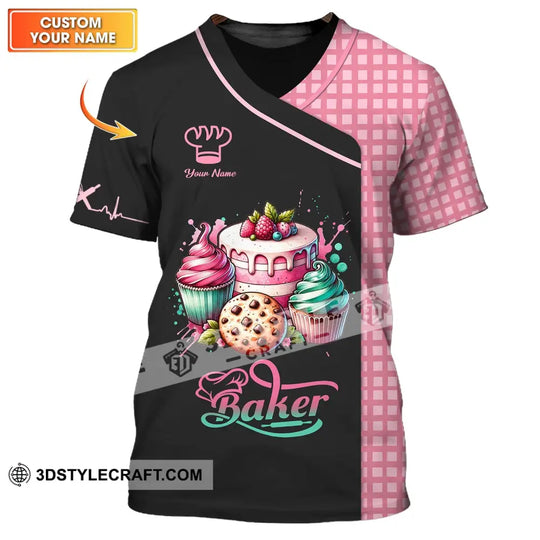Unisex Shirt - Custom Name 3D Shirt - Sweet Cake, Shirt For Baker style option 1