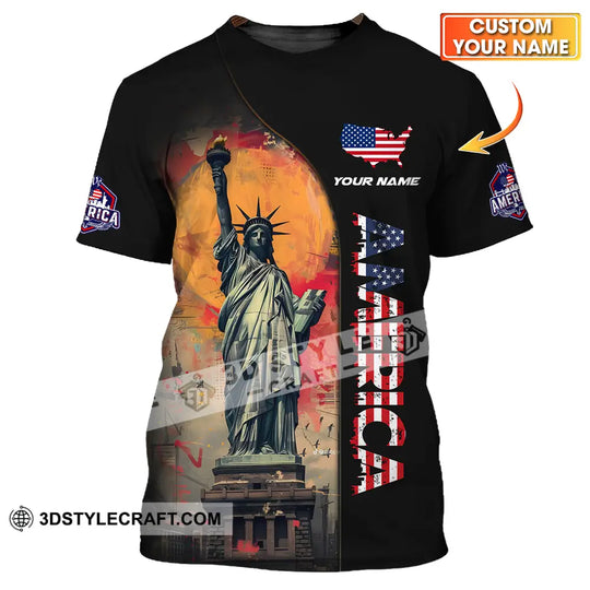 Unisex Shirt - Custom Name America Shirt, America Flag Color style option 1