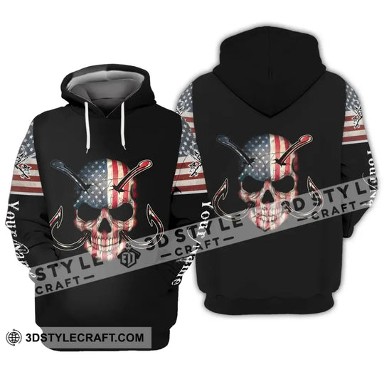 Unisex Shirt - Custom Name America Skull Fishing Shirt style option 2