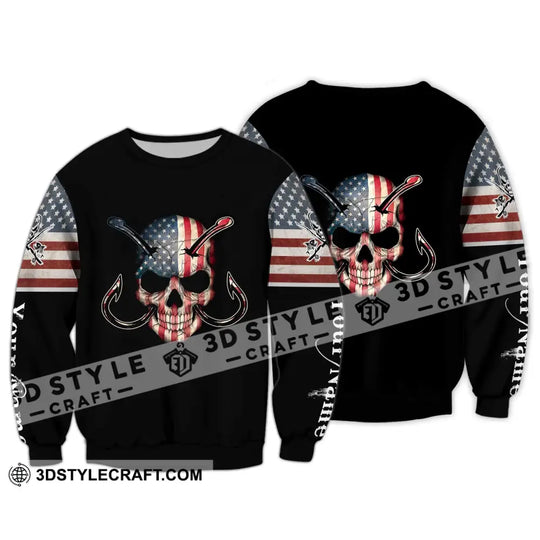 Unisex Shirt - Custom Name America Skull Fishing Shirt style option 4