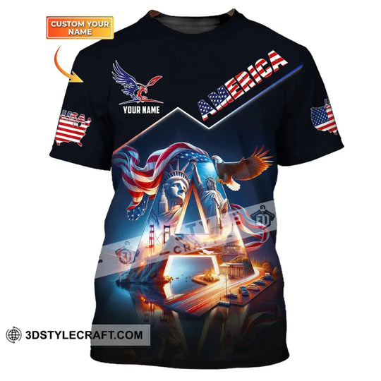 Unisex Shirt, Custom Name American Shirt, American Pride, Statue of Liberty T-Shirt style option 1