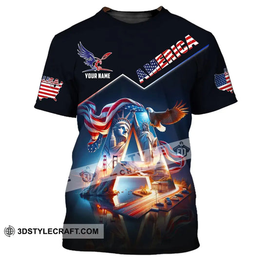 Unisex Shirt, Custom Name American Shirt, American Pride, Statue of Liberty T-Shirt style option 2