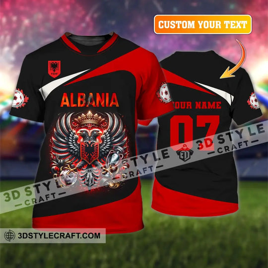 Unisex Shirt, Custom Name and Number Albania Football Shirt, Euro 2024 Shirt, Albania Football Polo Long Sleeve Shirt style option 1