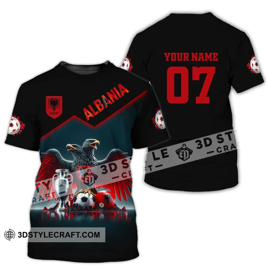 Unisex Shirt, Custom Name and Number Albania Football Polo Shirt, Euro 2024 Albania Football Hoodie Long Sleeve Shirt style option 2