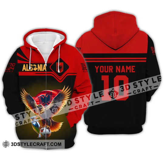 Unisex Shirt - Custom Name And Number Shirt, Albania National Team Euro 2024 Red Shirt style option 3