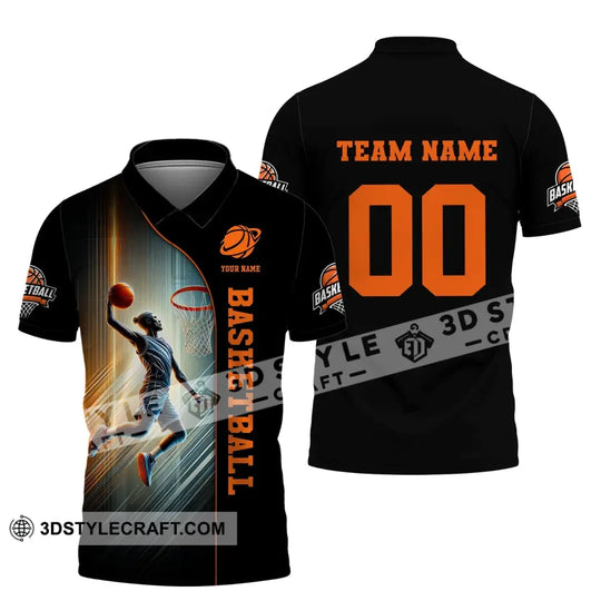 Unisex Shirt, Custom Name and Number Basketball Shirt, Basketball Polo Long Sleeve Shirt style option 4