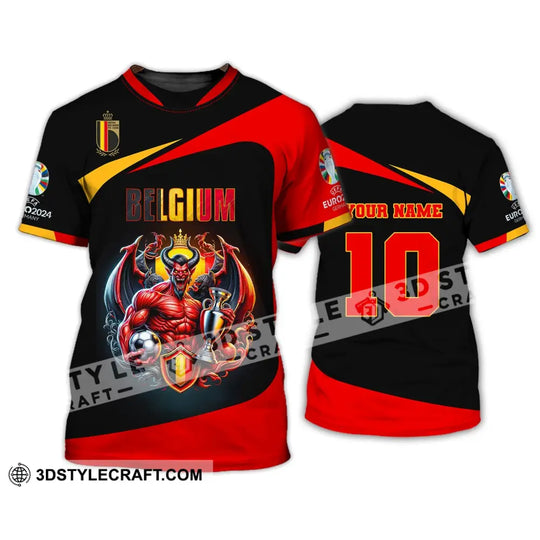 Unisex Shirt, Custom Name and Number Belgium Football Shirt, Belgium 2024 Shirt, Belgium Football Polo Long Sleeve style option 3
