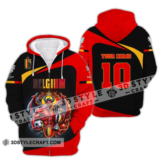 Unisex Shirt, Custom Name and Number Belgium Football Shirt, Belgium 2024 Shirt, Belgium Football Polo Long Sleeve style option 4