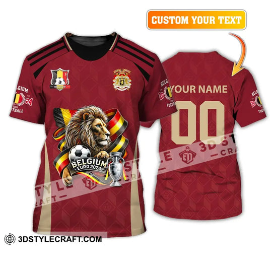 Unisex Shirt, Custom Name and Number Belgium Football T-Shirt, Euro 2024 Belgium Football Polo Long Sleeve Shirt style option 2