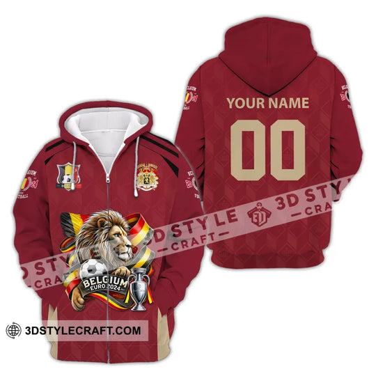 Unisex Shirt, Custom Name and Number Belgium Football T-Shirt, Euro 2024 Belgium Football Polo Long Sleeve Shirt style option 4