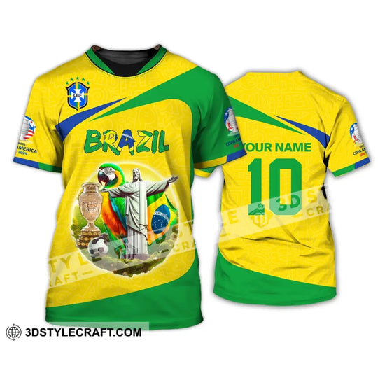 Unisex Shirt, Custom Name and Number Brazil Football T-Shirt, Brazil Copa 2024 Football Polo Long Sleeve Shirt style option 3
