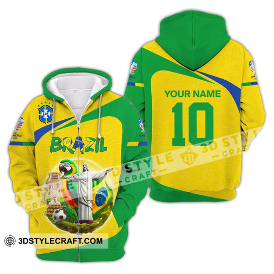 Unisex Shirt, Custom Name and Number Brazil Football T-Shirt, Brazil Copa 2024 Football Polo Long Sleeve Shirt style option 4