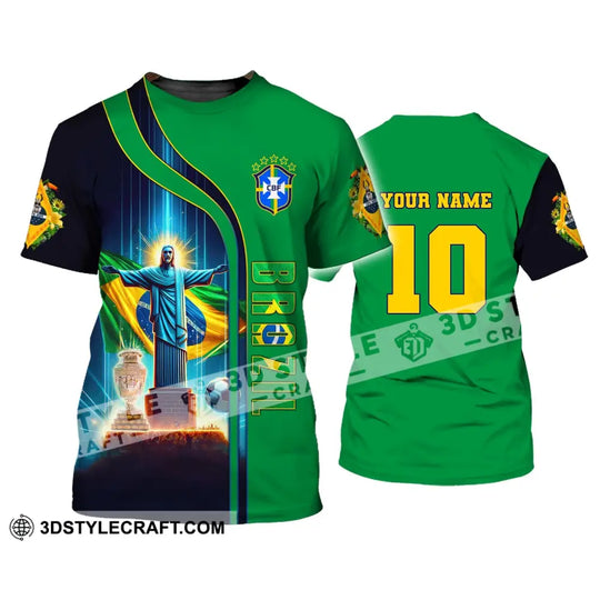 Unisex Shirt, Custom Name and Number Brazil Football T-Shirt, Euro 2024 Brazil Football Polo Long Sleeve Shirt style option 3