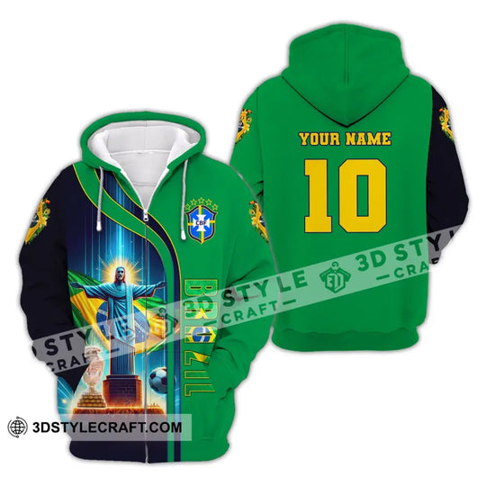 Unisex Shirt, Custom Name and Number Brazil Football T-Shirt, Euro 2024 Brazil Football Polo Long Sleeve Shirt style option 4